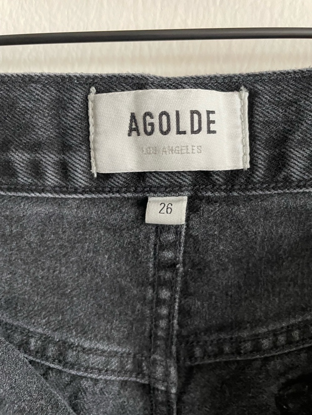 Agolde Parker black frayed distressed jean shorts jorts button fly high waist 26 - Picture 2 of 8